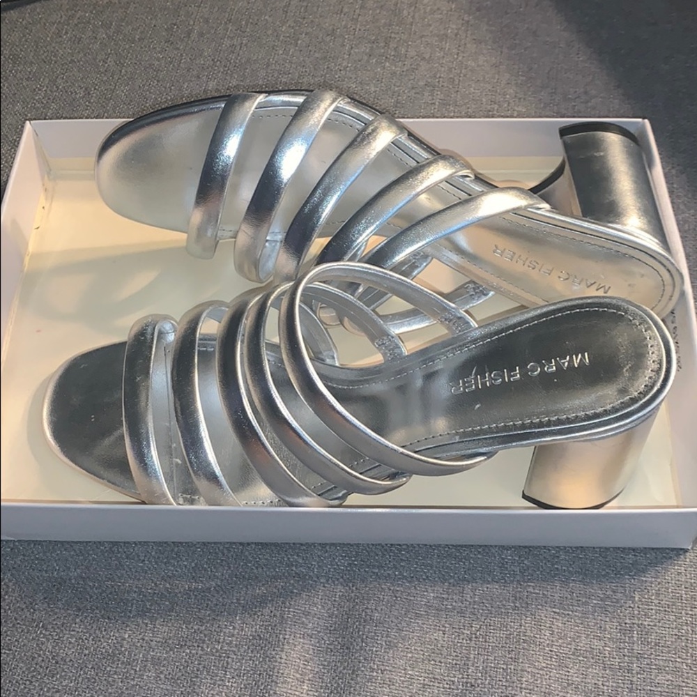 New silver Marc fisher block heels